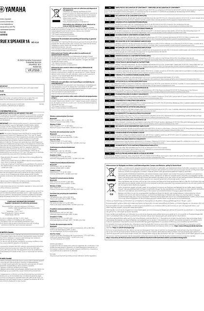 yamaha雅马哈WS-X1A Safety Brochure 2